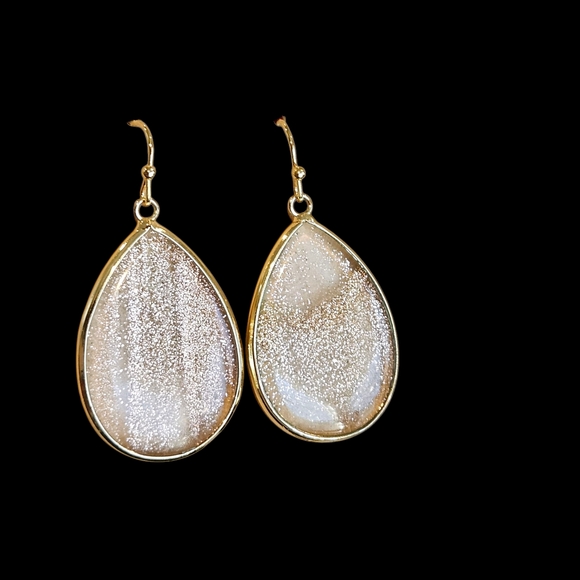 NWT - 18k Gold Celestial Glitter Teardrop Earrings - Picture 12 of 13